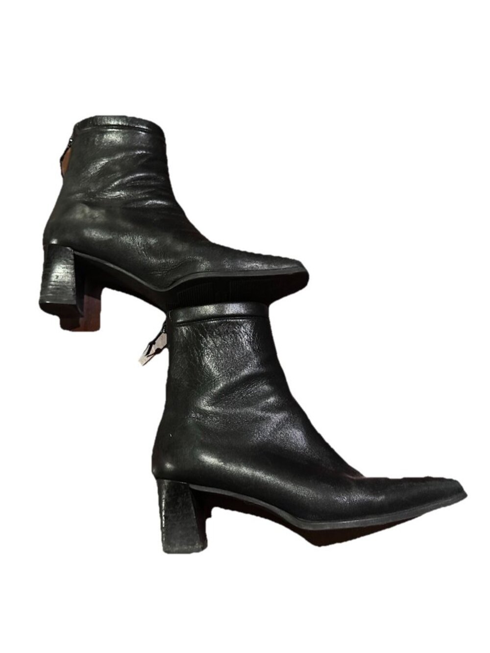 Stuart Weitzman Black Soft Calf Leather Ankle Booties Back Zip Size 8